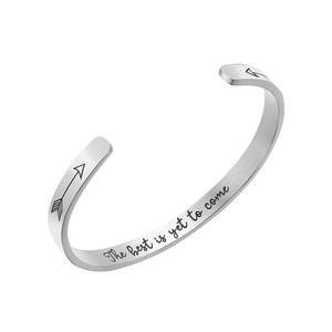 Letras grabadas <span class=keywords><strong>LO</strong></span> <span class=keywords><strong>MEJOR</strong></span> ESTÁ POR VENIR Acero inoxidable Nueva pulsera Personalidad DIY Diseño de comercio exterior - Product Image 5