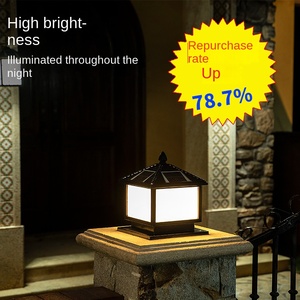 Solar LED Pillar <b>Light</b> Outdoor Bronze Ra80 500 Lumens IP65 2700K Warm White Glass <b>Shade</b> Flush Mount Dimmable Garden Pathway Lamp - Product Image 4