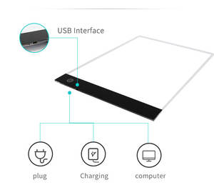 Planche à <span class=keywords><strong>dessin</strong></span> LED A4, planche à tracer pour tatouage LED, acrylique, tablette lumineuse LED pour enfants, fonction blanche, USB, réglable, boîte à lumière lumineuse - Product Image 3