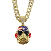 PD3165 chaîne de strass complète de style hip-hop européen et américain bijoux personnalisables pour hommes-pendentif tête d'animal nouvelle mode de rue