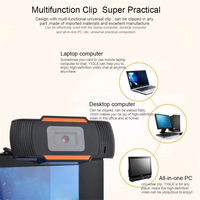 Kamera Webcam 1080P dengan Mikrofon Bawaan dan Klip Fleksibel yang Dapat Diputar untuk Laptop, Desktop, Pengajaran, Rapat, Permainan, Dll.