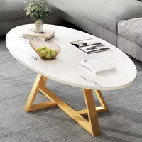 Table basse en métal robuste en forme de X, plateau ovale de 120 cm, mobilier modulaire pour salon, stable pour usage résidentiel et commercial