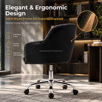 Chaise de salle à manger pivotante rembourrée avec base chromée à cinq étoiles et roulettes pour bureau, salle d'étude et espace de travail à domicile
