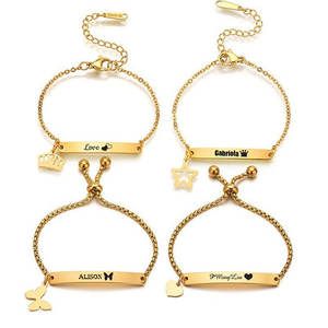 Waterproof Anti Tarnished 316L Stainless Steel Fashion <b>Bracelet</b> & Bangle 14K 18K Gold Plated <b>Adjustable</b> Blank <b>Bracelet</b> For Women - Product Image 2