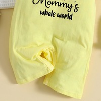 Romper Bayi Unisex Motif Kustom Warna Kuning dari Summer Infant, Ramah Lingkungan, Lembut, Bernapas, 100% Katun, dengan Kancing Tekan