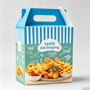 Boîte en carton ondulé personnalisée avec poignée, de qualité alimentaire, en forme de <span class=keywords><strong>maison</strong></span>, pour emballage de poulet frit - Product Image 6