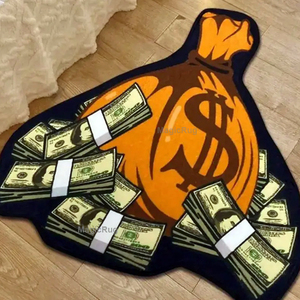 Tapis personnalisé découpé à l'emporte-pièce Tapis rouge à motif dollar imprimé Tapis 3d Décoration de la maison pour <span class=keywords><strong>No</strong></span>ël Designer Logo de luxe Tapis de zone - Product Image 3