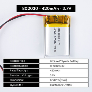 Pil Üreticileri Küçük Şarj Edilebilir LiPo Piller HHS 802030 420mAh 3.7V Lityum Polimer Kese Pil Kulaklıklar için - Product Image 2