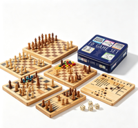 Ensemble de jeux 10-en-1 en bois contenant Échecs, Dames, Dames chinoises, Backgammon, Mancala, Tic-Tac-Toe, etc. Style moderne Marque FS