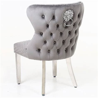 Chaise de salle à manger moderne en velours XY avec pieds chromés et boucle en forme de tête de lion - Meubles de salle à manger pour villa et hôtel - En solde