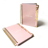 Libros personalizados A4 A5 impreso alambre dorado bienestar autocuidado diario suministros nota libro impresión planificador diario cuaderno con logotipo