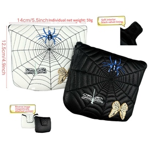 Custodia per Putter da <span class=keywords><strong>Golf</strong></span> con Cappuccio Quadrato, Colori Bianco e Nero, Nuovo Ricamo a Ragno, Attacco Magnetico, Protezione per Mazza da <span class=keywords><strong>Golf</strong></span> - Product Image 1