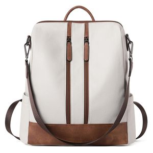 Ottimo miglior lusso <span class=keywords><strong>bianco</strong></span> e marrone in pelle da viaggio Edc zaino da giorno per donne adulte <span class=keywords><strong>donna</strong></span> <span class=keywords><strong>donna</strong></span> - Product Image 1