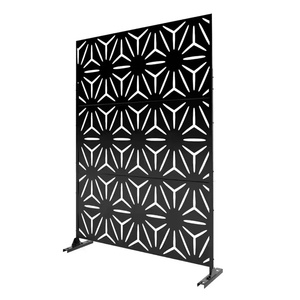 Metal Privacy <strong>Screen</strong>, <strong>Free</strong> <strong>Standing</strong> Privacy <strong>Screen</strong> with Stable Heavy Base Spliced Decoration Fence <strong>for</strong> Patio, Balcony - Product Image 2