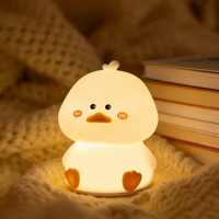 Veilleuse en silicone en forme de canard mignon, changeant de couleur RGB, rechargeable, avec capteur tactile LED, lampe de chevet pour chambre de bébé, chambre d'enfant