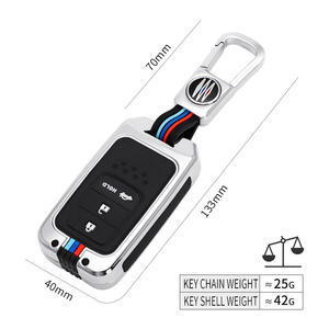 Accesorios de coche Aleación de Zinc + funda de silicona para mando a distancia de coche adecuada para Honda Accord Civic Vezel Odyssey Elysion - Product Image 6