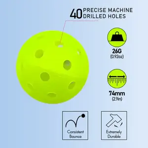 Hot Selling Indoor And Outdoor Durable Pickleball Balls USAPA Approved 40 Hole Pickleball Ball