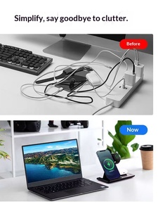 ZZx <span class=keywords><strong>Chargeur</strong></span> sans fil 3-en-1 à bas prix pour téléphones mobiles Android/iOS, montres et écouteurs - Support de charge vertical pliable en ABS 15W - Product Image 4
