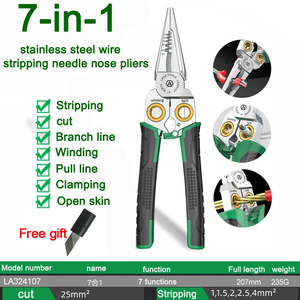 Multi-function Tool 8/7 in 1 <b>Wire</b> Stripping Pliers Electrician Cable Cutter <b>Stripper</b> Cutting Splitting Winding Repair Tools - Product Image 6