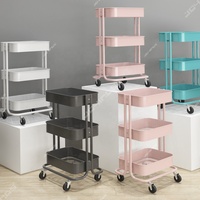 Support de rangement pliable pour la maison chariot à légumes de rangement pour la cuisine chariot de rangement pour la salle de bain chariot à 3 niveaux en métal pliant