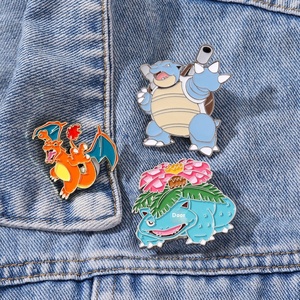 Yini Sáng Tạo Nhật Bản Hoạt Hình Pokemon Trâm Pokemon Elf Bóng Pikachu Lửa-Thở Rồng Kim Loại Tùy Chỉnh Men Pins - Product Image 3