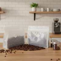 Sachet de café en PE biodégradable personnalisé en gros, avec fenêtre transparente mate, pochette d'emballage alimentaire verticale, fermeture éclair, logo couleur personnalisé