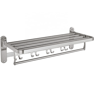 Accessoires <span class=keywords><strong>de</strong></span> salle <span class=keywords><strong>de</strong></span> bain pour hôtel : Étagère murale carrée, <span class=keywords><strong>porte</strong></span>-savon et <span class=keywords><strong>porte</strong></span>-serviettes en acier inoxydable noir - Product Image 3