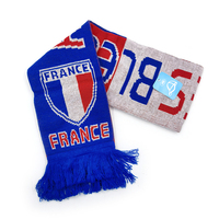 Benutzer definierte hochwertige Jacquard gewebte Acryl Strick Sport Team Soccer Club Fußball Fans Souvenir Schal für Frankreich und Japan