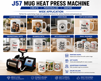 Machine de presse à chaud pour tasses par sublimation J57 110V 220V, machine d'impression numérique par transfert thermique pour tasses personnalisées