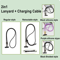Le plus récent cordon de cou de téléphone réglable 2in1 personnalisé et câble de charge PD 60W 100W 240W USB Type C vers USB C