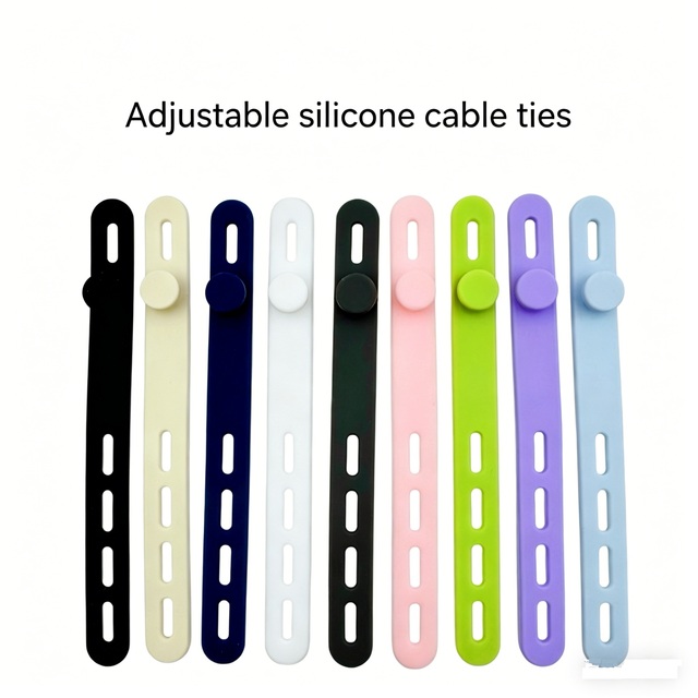Customized Adjustable Silicone Cable Tie Organizer Data Cable Storage Strap Earphone Winder Cable Fixer
