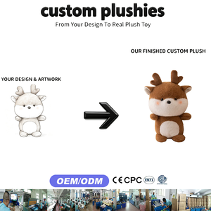 Peluche a forma di <span class=keywords><strong>cervo</strong></span>, simpatico pupazzo di renna, direttamente dalla fabbrica, MOQ basso, OEM/ODM per regali per bambini - Product Image 1