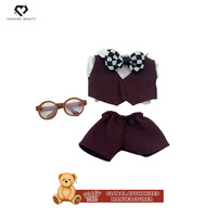 Teddy ISLAND – Ours en peluche personnalisable de 14-17 cm avec lunettes et pantalon, en tissu polyester et coton, sous licence mondiale