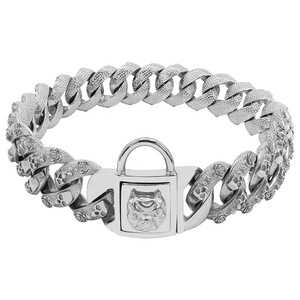 Collier pour animaux de compagnie en or, best-seller, chaîne cubaine 18K 32 mm, collier robuste pour petits chiens, pitbull américain, berger allemand - Product Image 6