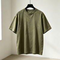 T-shirt uni à col rond, coupe classique, épaules tombantes, 100% coton, décontracté, imprimé personnalisé, manches courtes pour homme, écologique