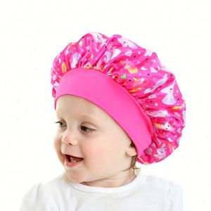 Topi Tidur Anak Motif Kartun Kuda Bahan Satin dengan Pita Lebar untuk Penggunaan Sehari-hari Unisex Semua Musim Dapat Disesuaikan - Product Image 4