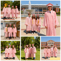 Ensemble de toge et de chapeau de remise de diplôme universitaire rose - Commande en gros pour les événements académiques du lycée et de l'université