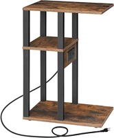 Petite table d'appoint en métal brun rustique moderne 2 prises de ports USB petits espaces-Table de chevet en gros d'usine de salon de canapé