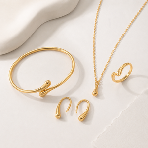 Ensemble de bijoux élégant réglable en forme de goutte d'eau, collier et boucles d'oreilles en alliage pour femmes, mariage, fête, fiançailles - Product Image 2