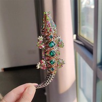 Broche crocodile brillante en cristal Broche crocodile grande taille pour femmes filles Broche classique de mode pour dame Boutique