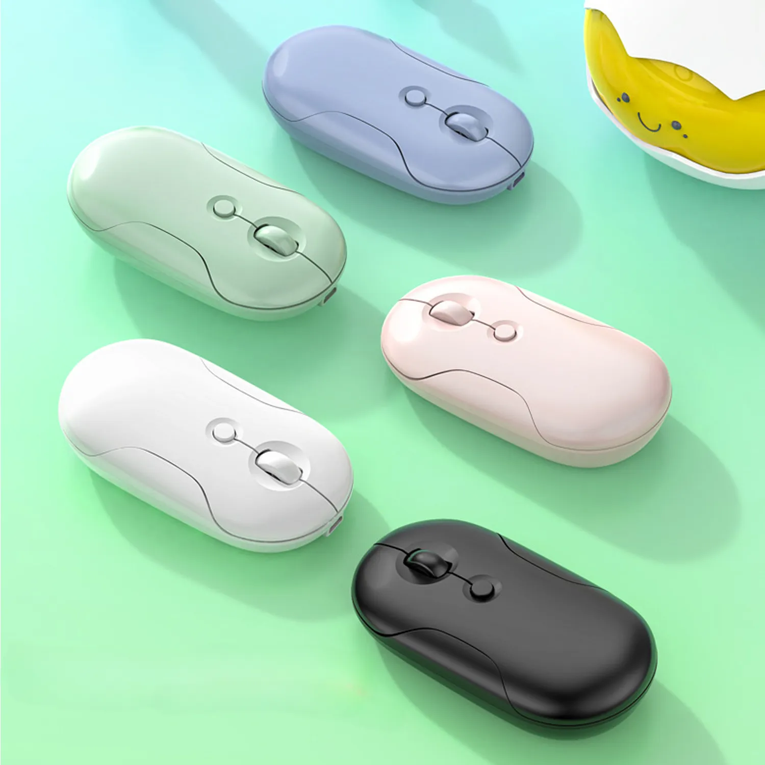 Macaron Dual Mode Silencioso Mini 2.4G Ratos Usb Recarregável Sem Fio Mouse De Computador Silencioso