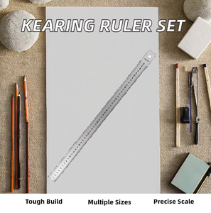 Règle en acier inoxydable durable 20 cm 15 cm antidérapante avec échelle impériale et métrique et trou de suspension pour projets de bricolage - Product Image 5
