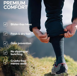 Men's/Women's Crew <strong>Socks</strong> Winter Anti-Blister Cushioned Hiking <strong>Socks</strong> Merino <strong>Wool</strong> 1-Pack Crew <strong>Socks</strong> With Cushion - Product Image 3