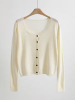 Personnalisé femmes respirant tricoté Cardigan col rond mince à manches longues bas lâche basique pull Cardigan haut court en gros