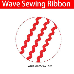 Cinta de Ricrac Gordon de 5 mm con Rayas en Espiga, 100% Poliéster, Adorno Ondulado para Confección de Ropa - Ecológico y Antibacteriano - Product Image 3