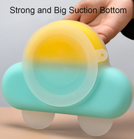 Assiettes pour tout-petits en silicone en forme de voiture Refine Factory, qualité alimentaire, sans BPA, vaisselle divisée pour bébé, assiette à ventouse, écologique