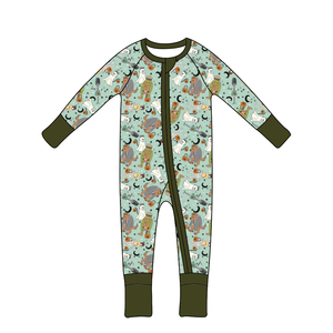 Qingli OEM personnalisé usine Spooky <span class=keywords><strong>Dino</strong></span> bébé barboteuses pour Halloween féroce et amusant dinosaures sur le thème pour petits bébés - Product Image 3