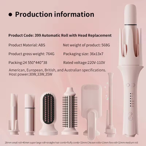 Fer à friser électrique multifonctionnel, <span class=keywords><strong>mini</strong></span> fer à friser professionnel portable 7 en 1, fer à friser automatique rotatif avec 4 têtes interchangeables - Product Image 4