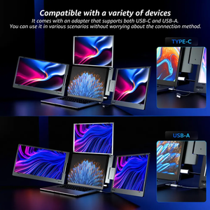 Xách tay 14-inch IPS ba màn hình máy tính xách tay màn hình 4-Display Extender với giao diện USB tương thích với máy tính xách tay thông qua cáp duy nhất - Product Image 3