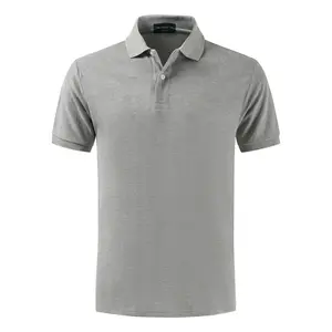 Camisa promocional de poliéster para homens, camisa de polo cinza claro e preta